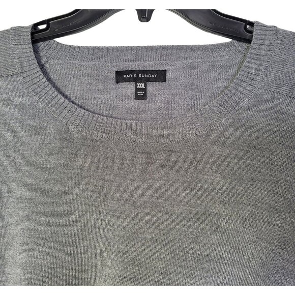 Paris Sunday Men's Heather Gray 100% Wool Crew Neck Pullover Sweater Size XXXL - Picture 6 of 10